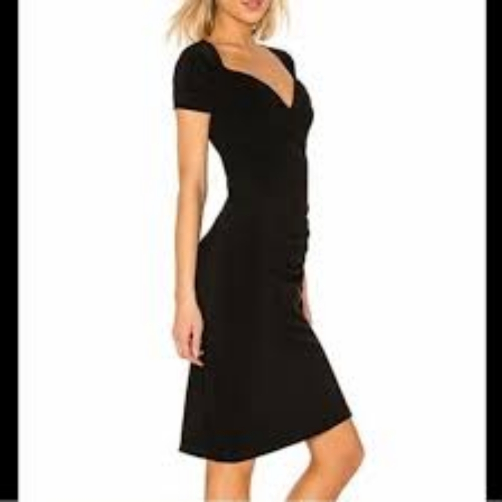 Classic Black V-Neck Short Sleeve Dress